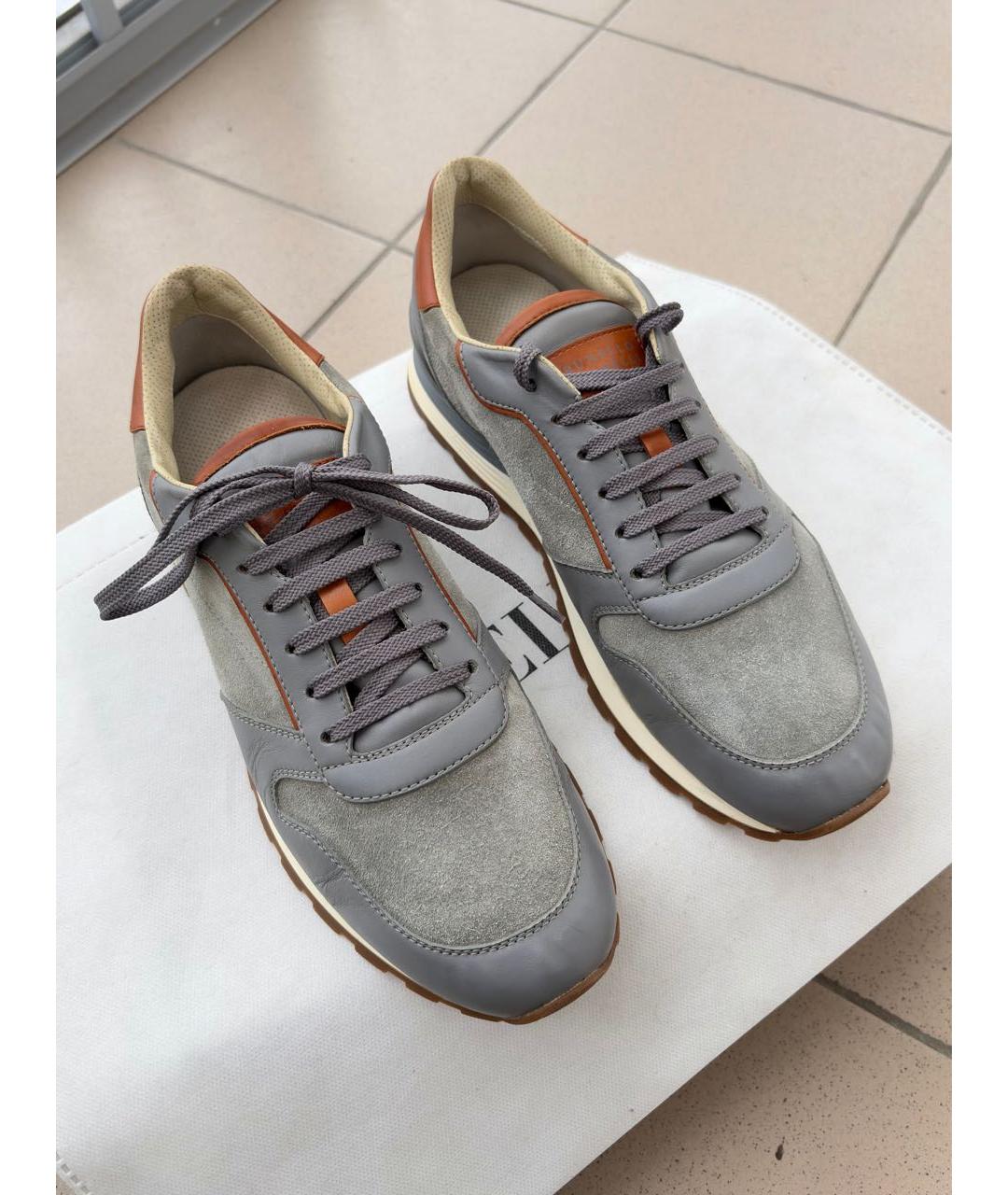 BRUNELLO CUCINELLI Серые замшевые низкие кроссовки / кеды, фото 5