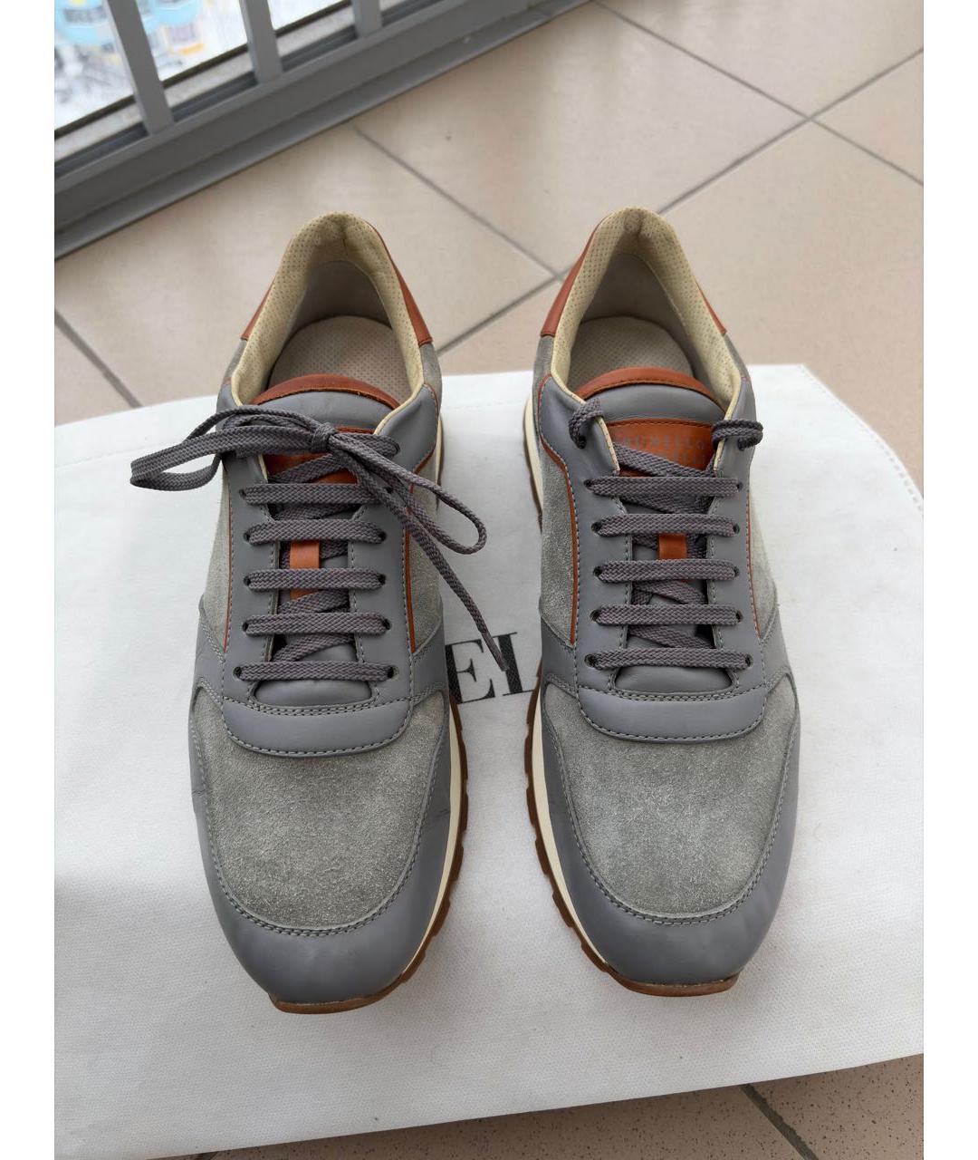 BRUNELLO CUCINELLI Серые замшевые низкие кроссовки / кеды, фото 2