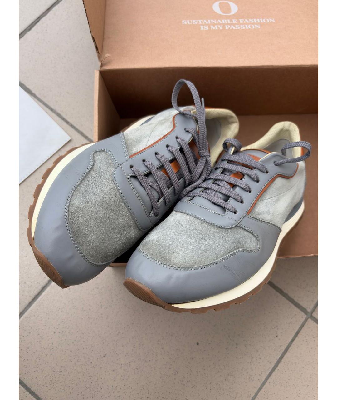 BRUNELLO CUCINELLI Серые замшевые низкие кроссовки / кеды, фото 6