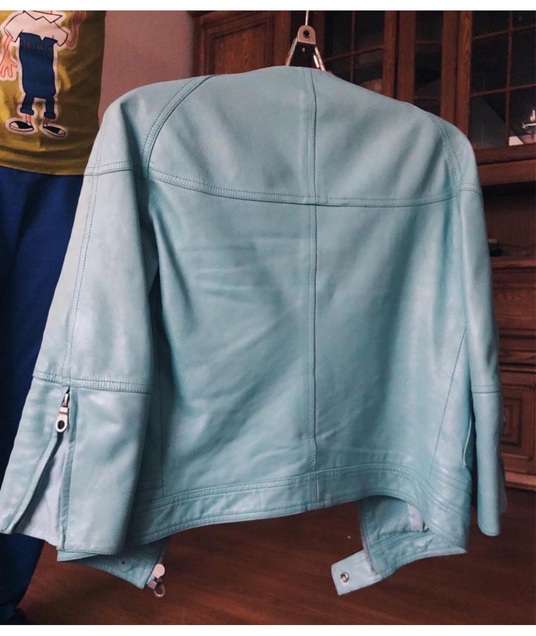 CHANEL Бирюзовый кожаный тренч/плащ, фото 2