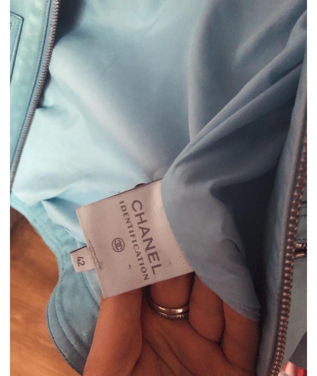 CHANEL Бирюзовый кожаный тренч/плащ, фото 3