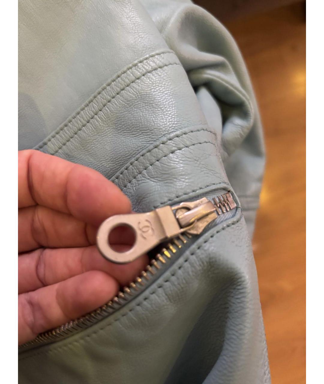 CHANEL Бирюзовый кожаный тренч/плащ, фото 6