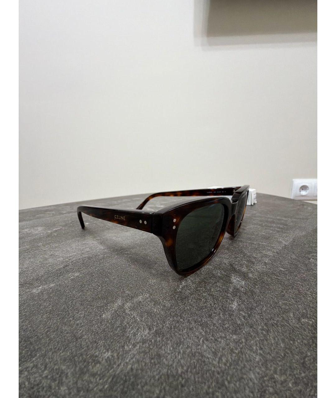 CELINE Коричневые пластиковые солнцезащитные очки, фото 3