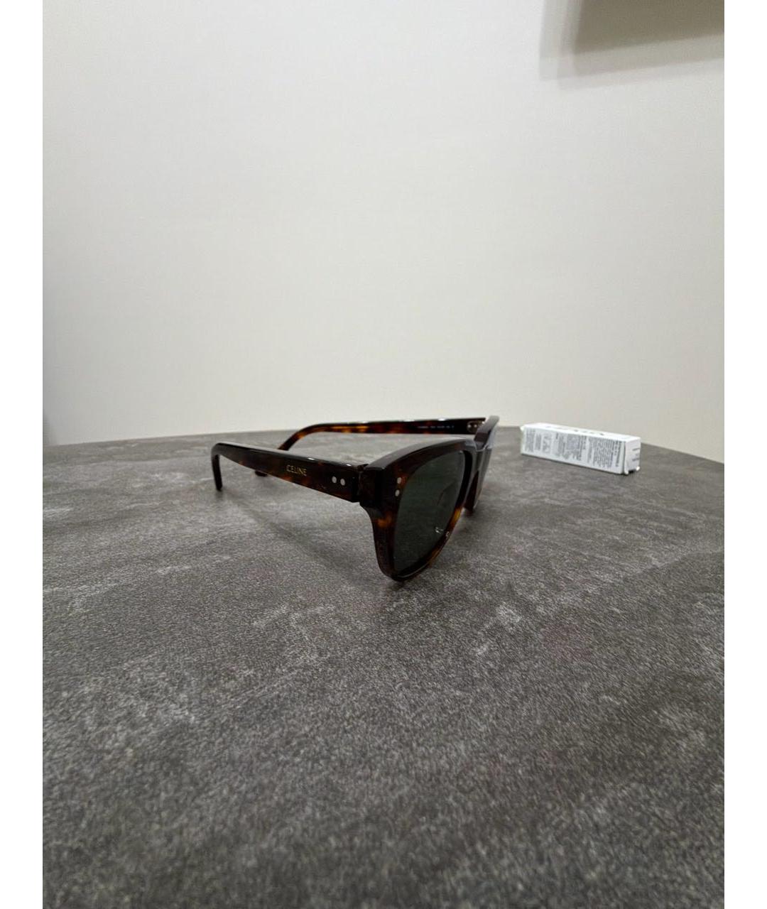 CELINE Коричневые пластиковые солнцезащитные очки, фото 2