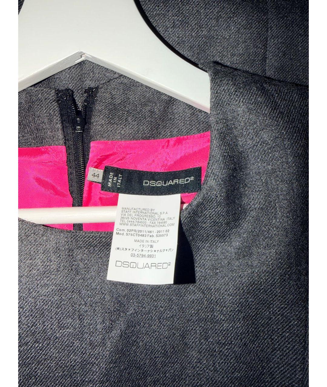 DSQUARED2 Серое шерстяное повседневное платье, фото 3