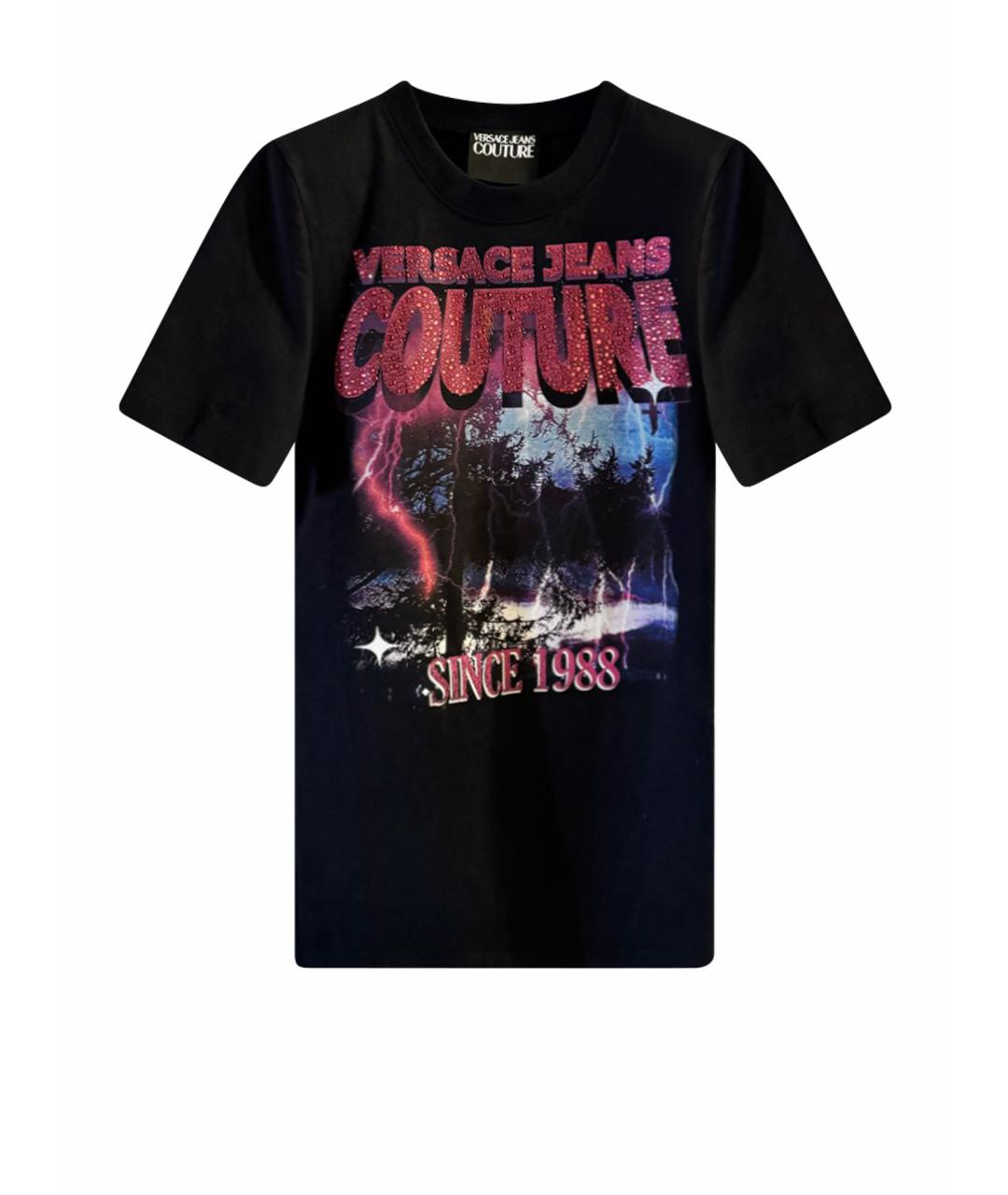 VERSACE JEANS COUTURE Черная хлопковая футболка, фото 1