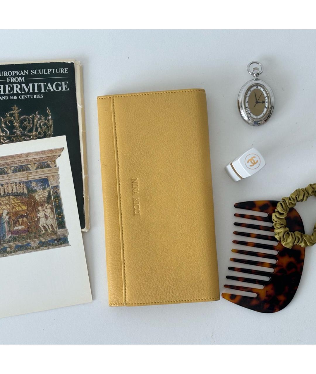 NINA RICCI Желтый кожаный кошелек, фото 6