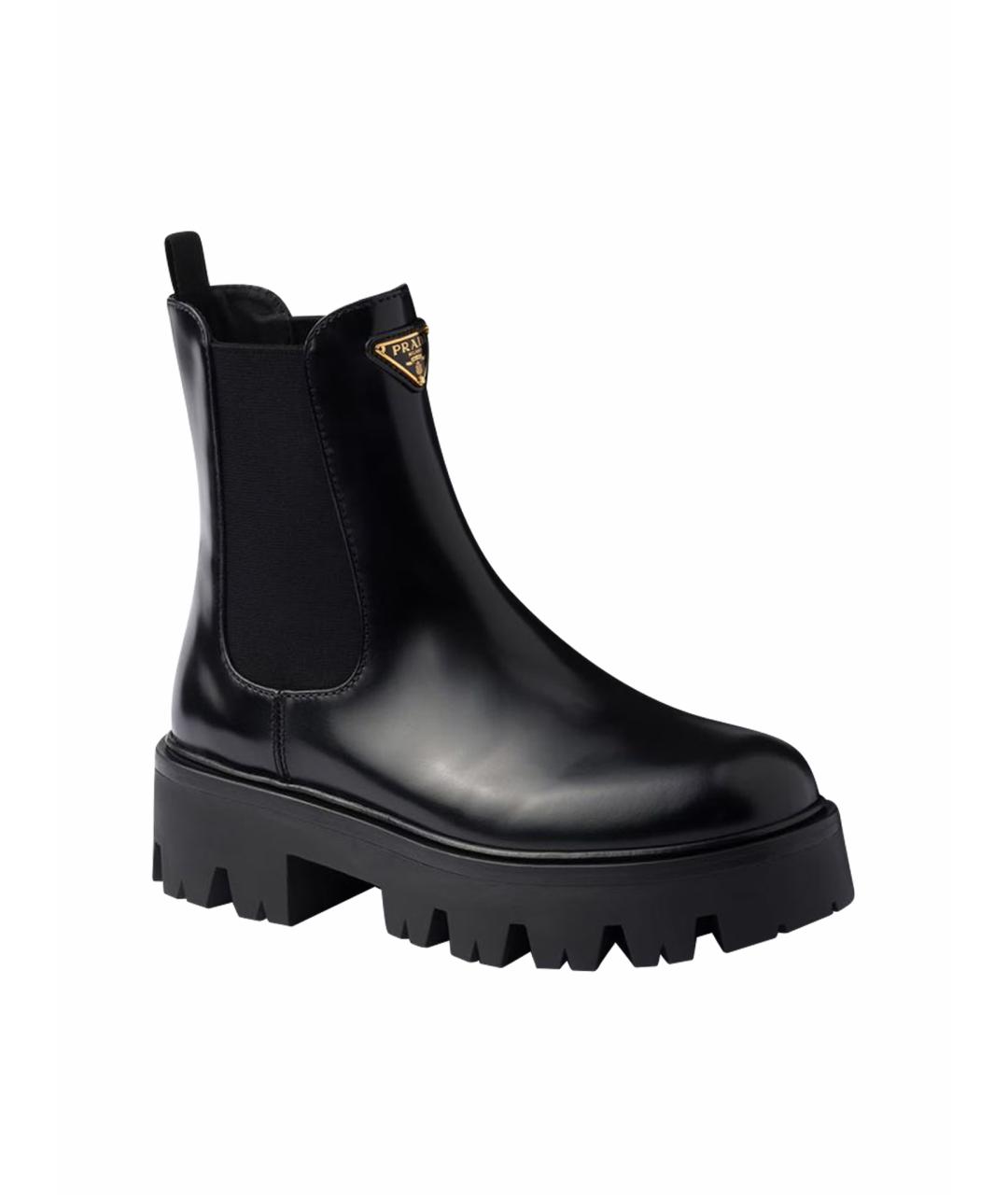 PRADA Черные кожаные полусапоги, фото 1