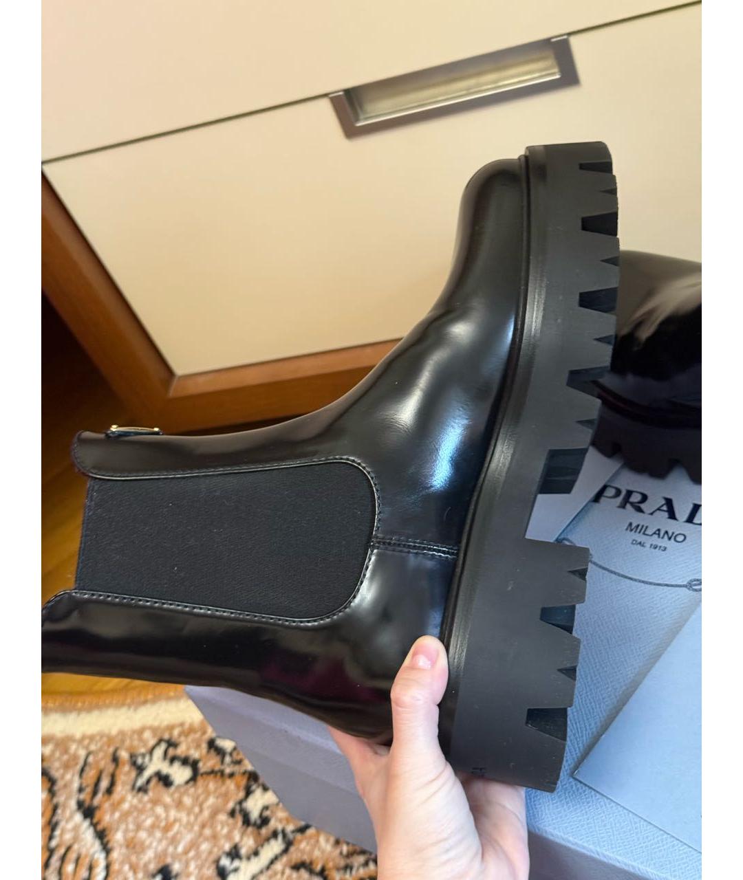 PRADA Черные кожаные полусапоги, фото 9