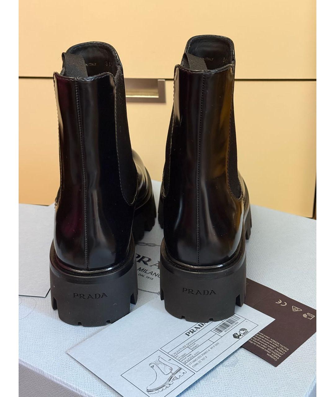 PRADA Черные кожаные полусапоги, фото 4