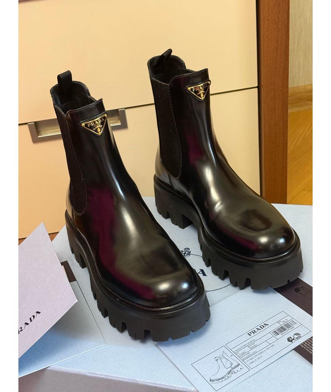 PRADA Черные кожаные полусапоги, фото 3