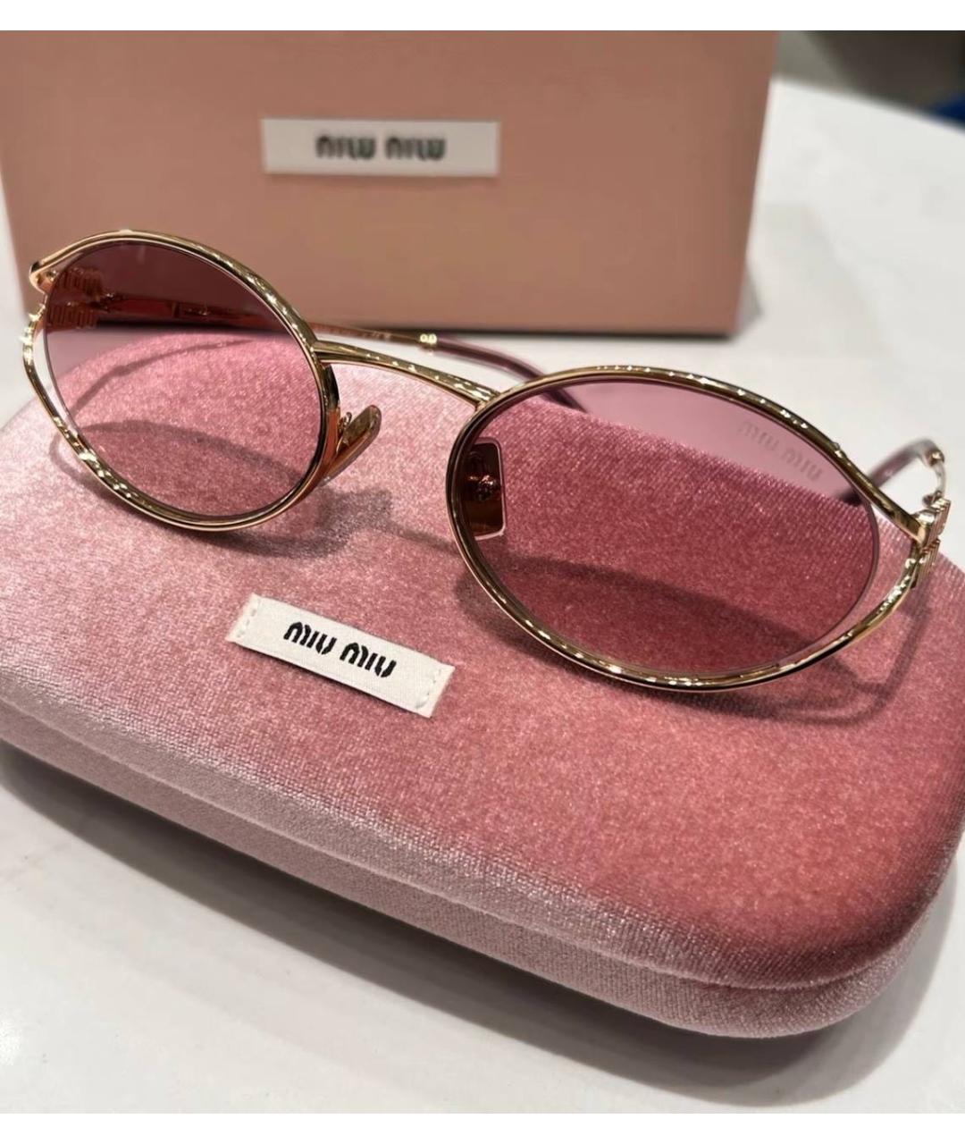 MIU MIU Золотые металлические солнцезащитные очки, фото 4