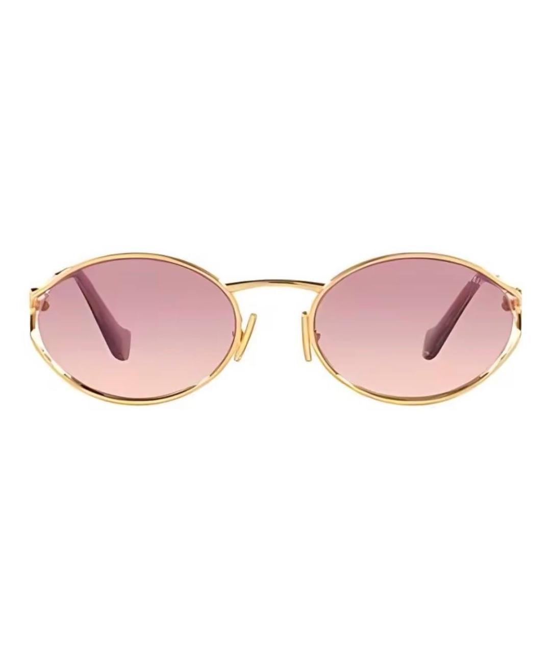 MIU MIU Золотые металлические солнцезащитные очки, фото 2