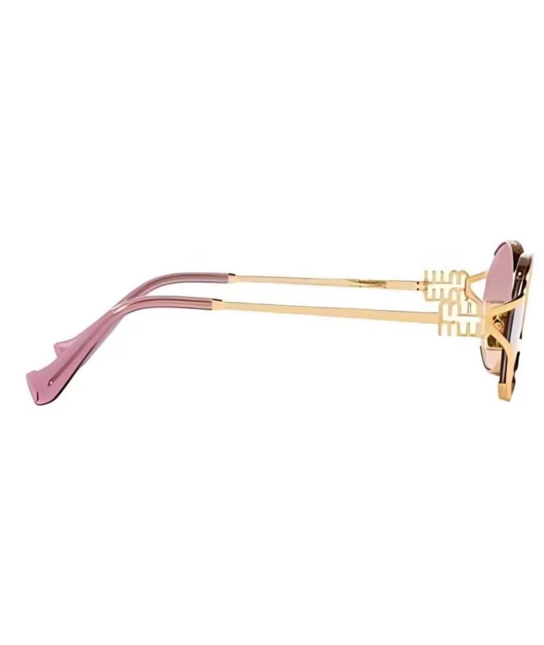 MIU MIU Золотые металлические солнцезащитные очки, фото 3