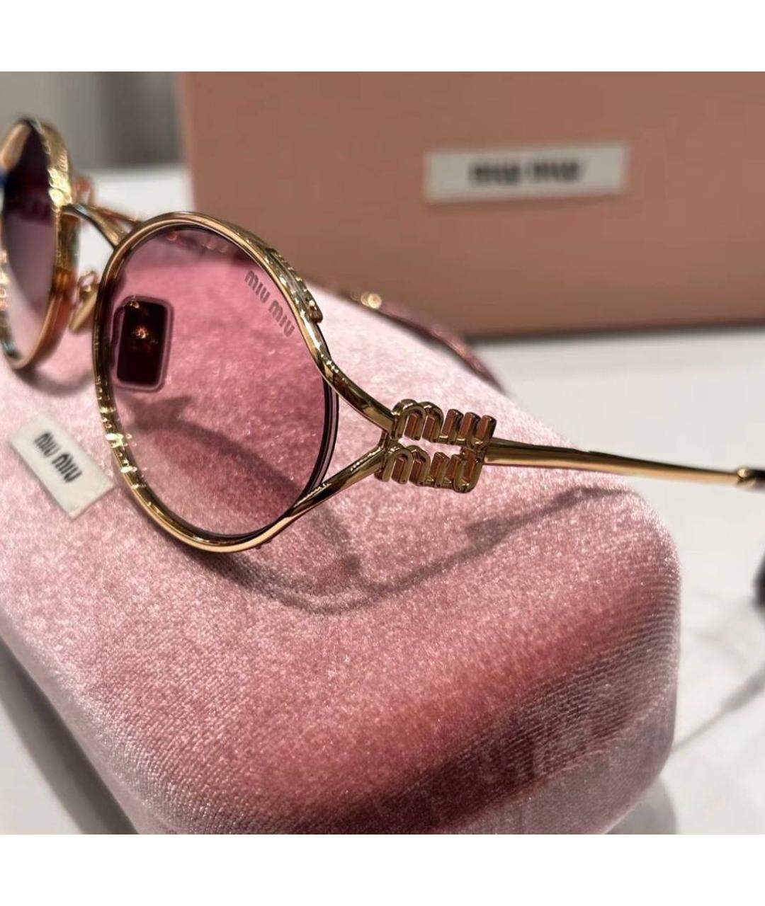 MIU MIU Золотые металлические солнцезащитные очки, фото 5