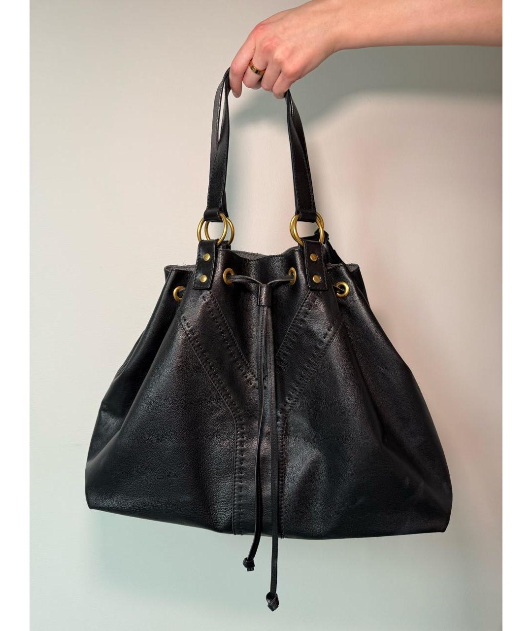 SAINT LAURENT Черная кожаная сумка тоут, фото 3