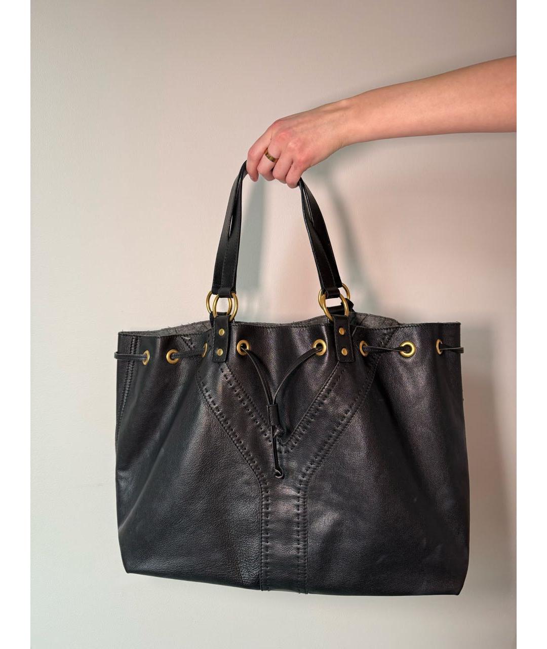 SAINT LAURENT Черная кожаная сумка тоут, фото 9