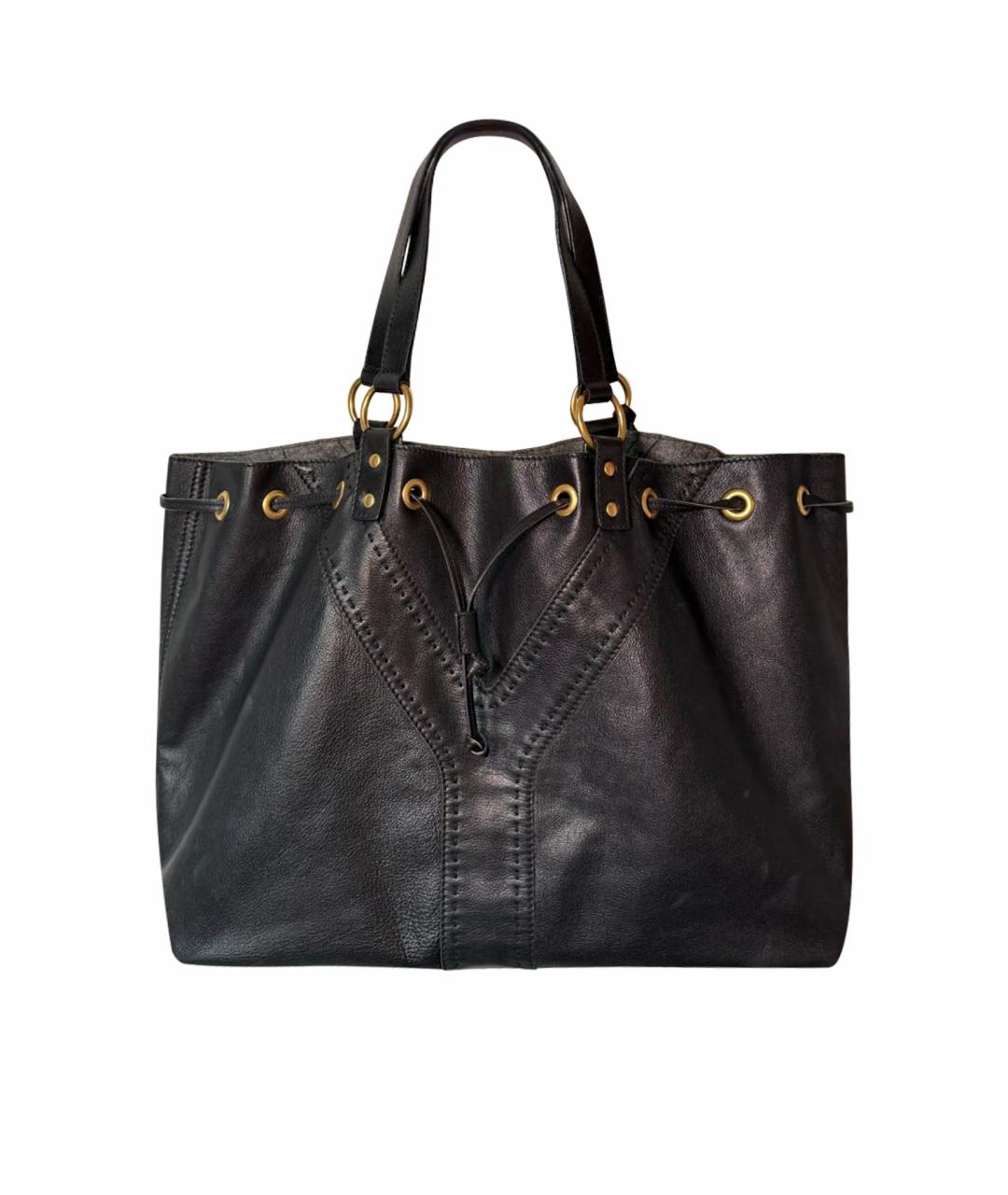 SAINT LAURENT Черная кожаная сумка тоут, фото 1