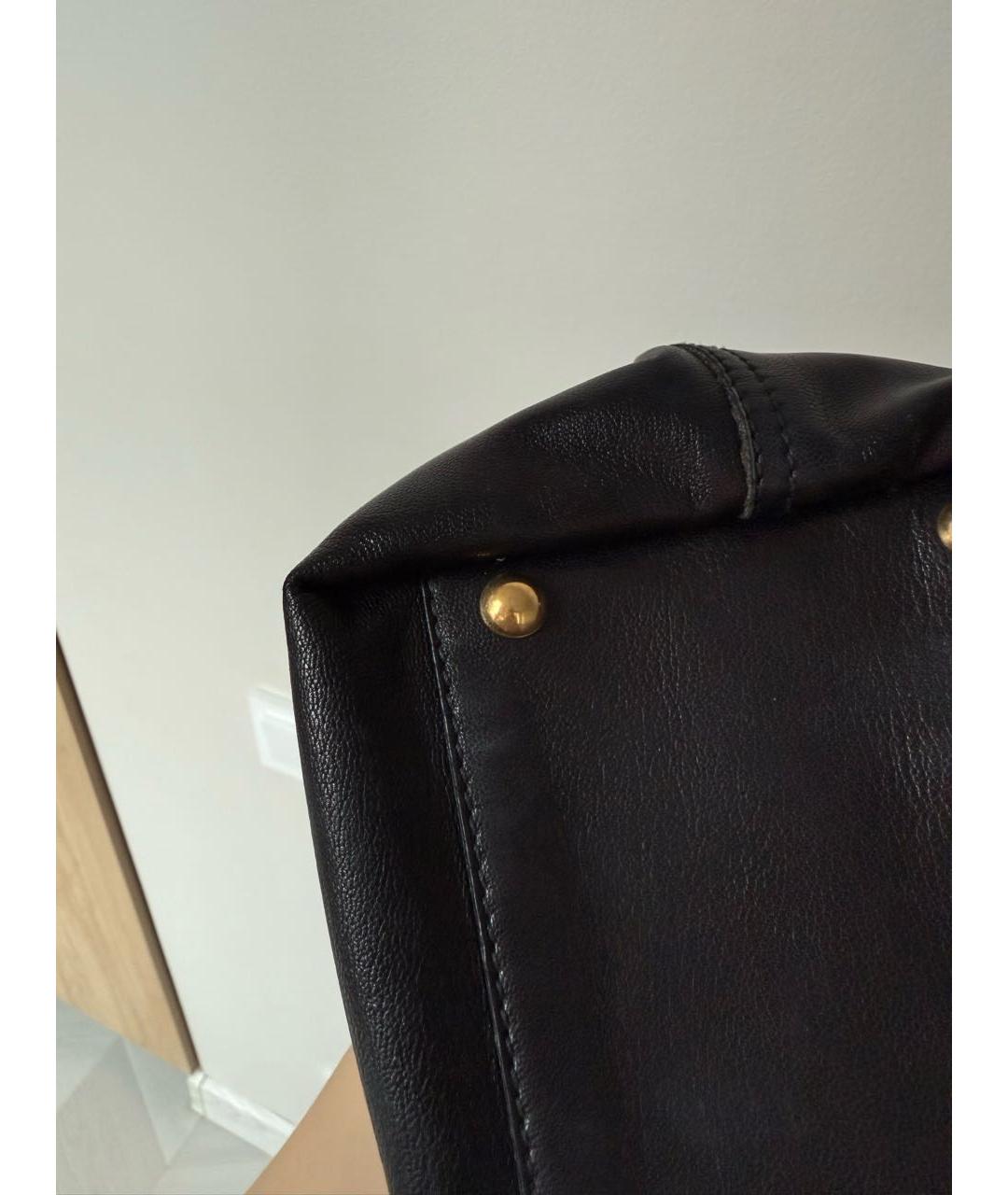 SAINT LAURENT Черная кожаная сумка тоут, фото 7