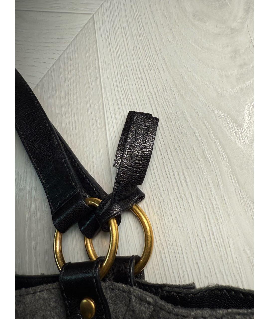 SAINT LAURENT Черная кожаная сумка тоут, фото 6