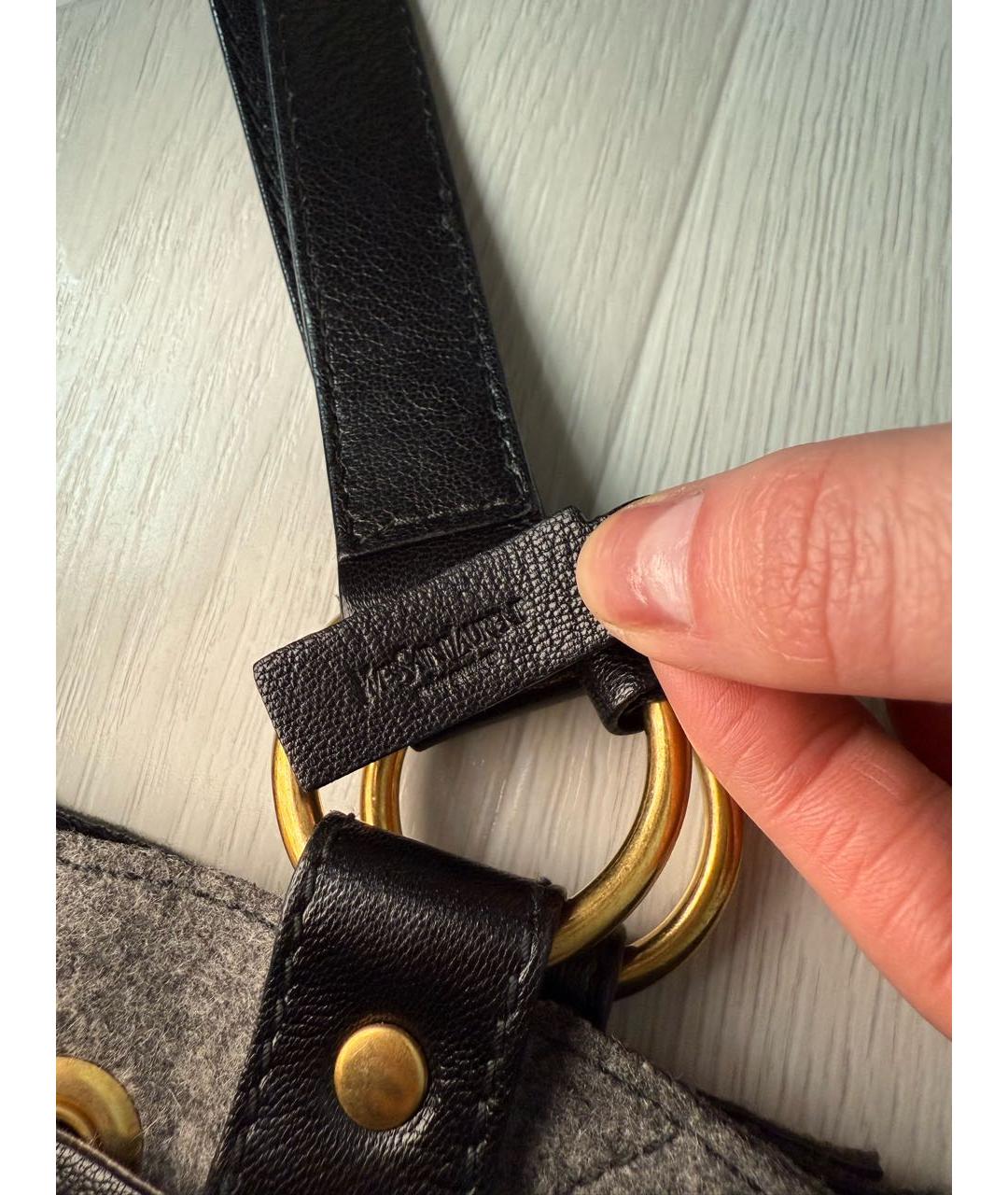 SAINT LAURENT Черная кожаная сумка тоут, фото 5