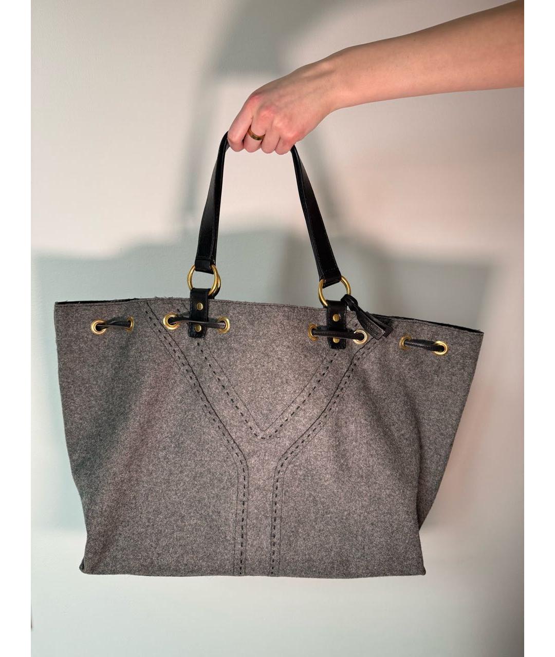 SAINT LAURENT Черная кожаная сумка тоут, фото 2