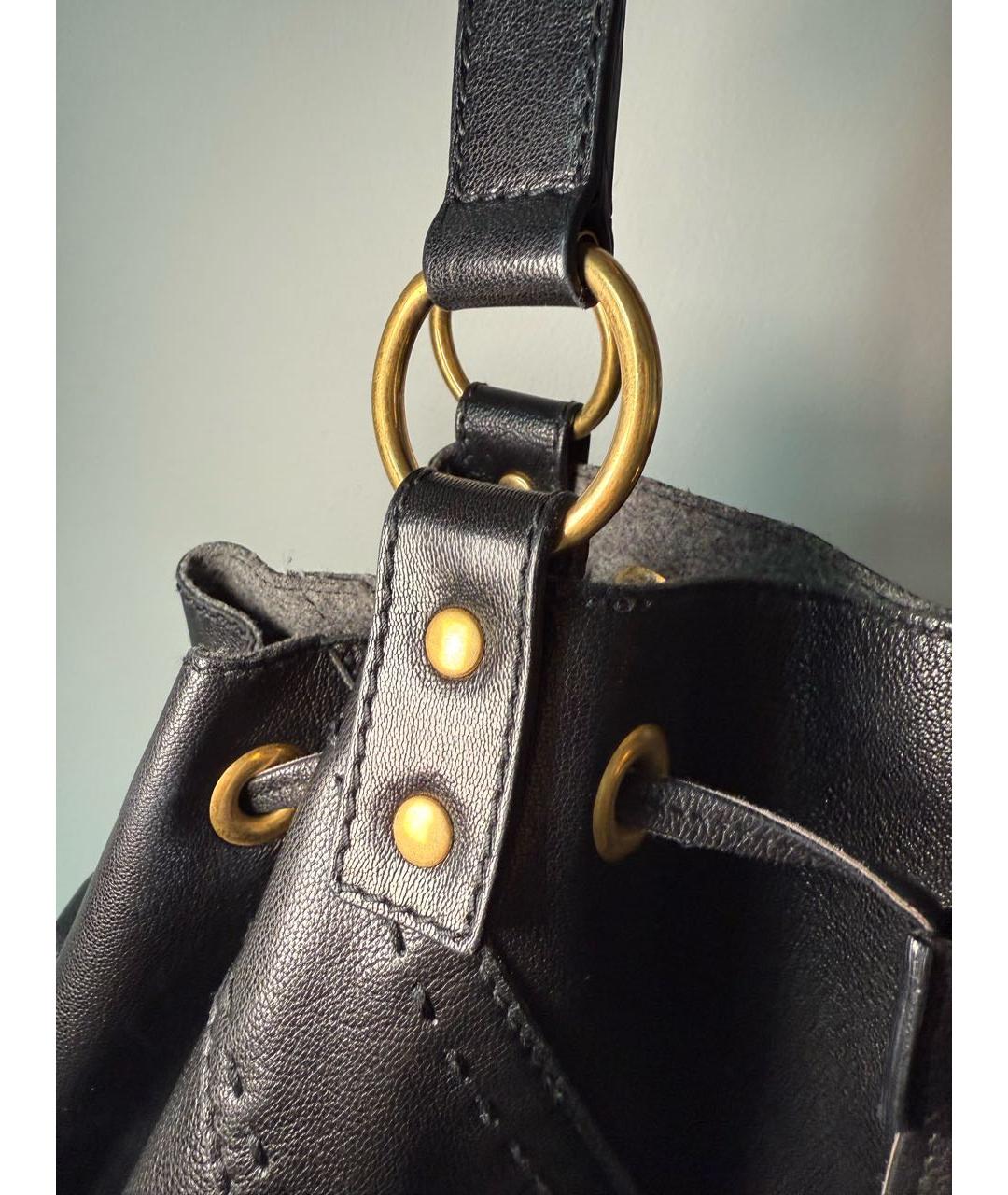 SAINT LAURENT Черная кожаная сумка тоут, фото 8