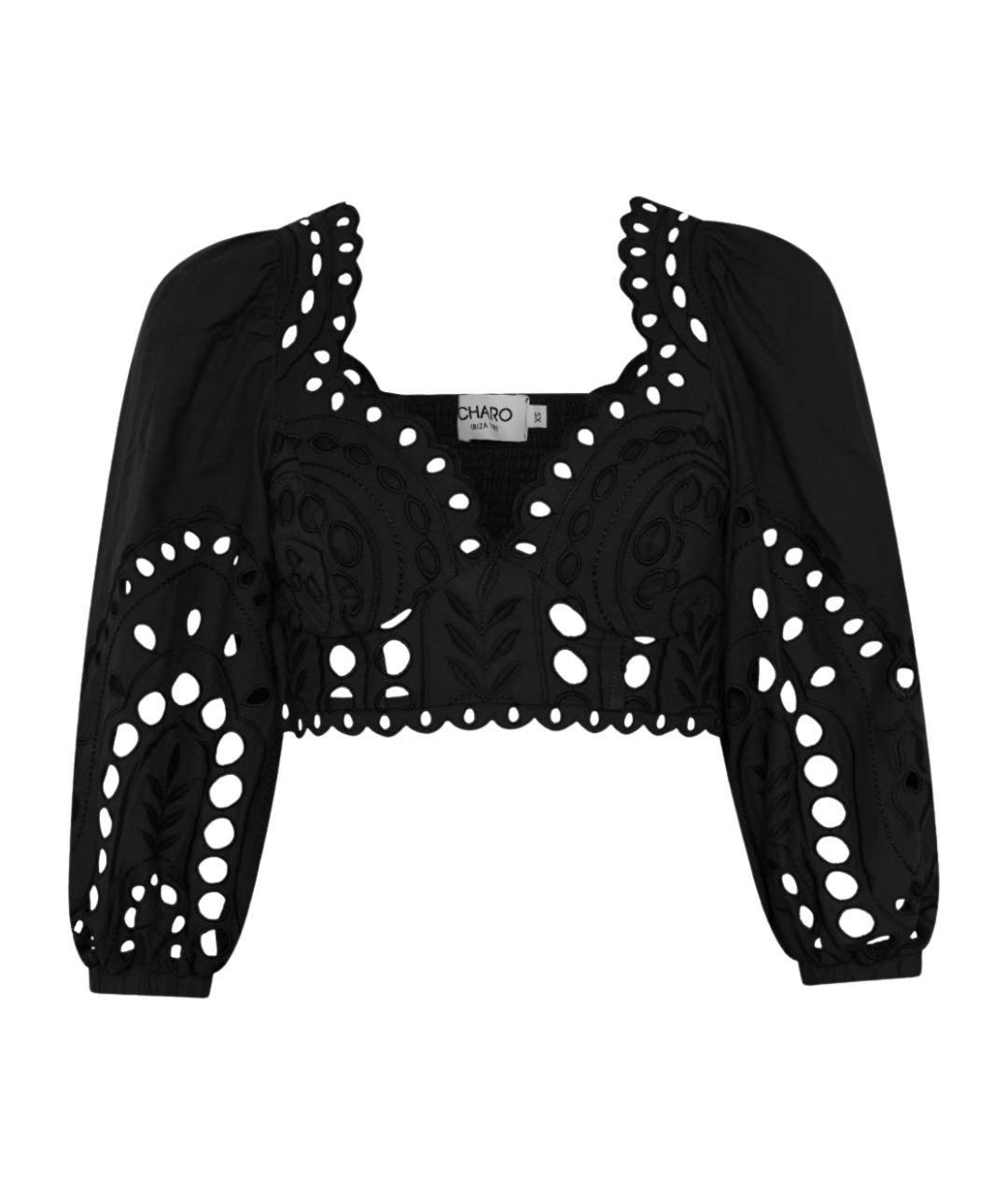 CHARO RUIZ Черная хлопковая блузы, фото 1