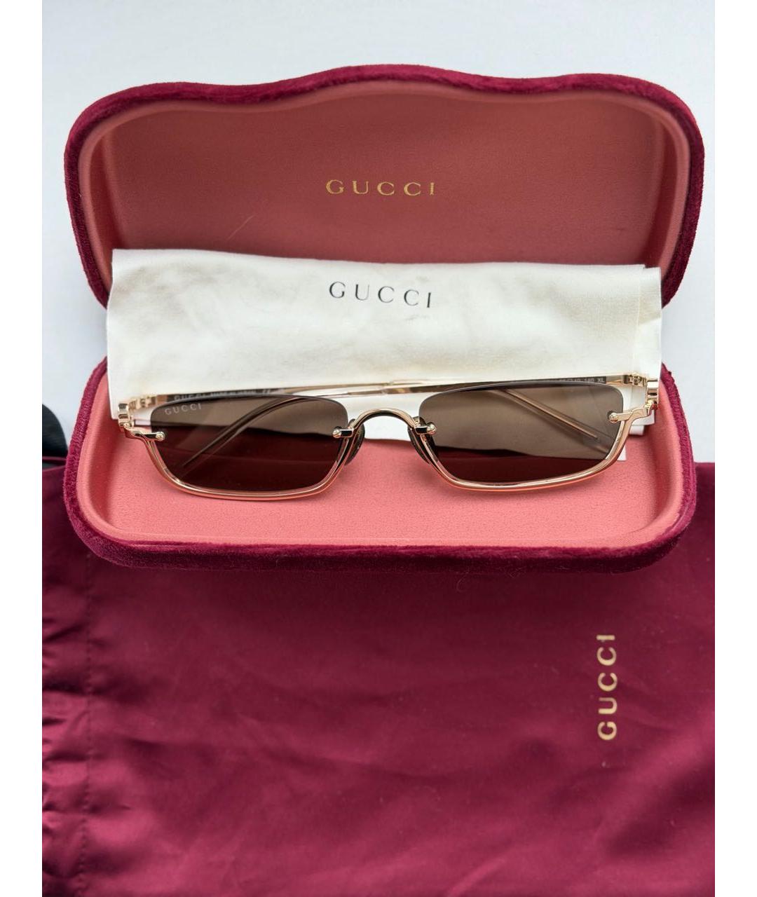 GUCCI Коричневые металлические солнцезащитные очки, фото 2