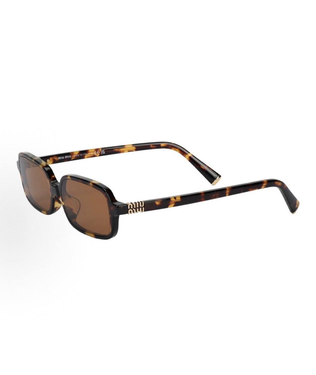 MIU MIU Коричневые пластиковые солнцезащитные очки, фото 2