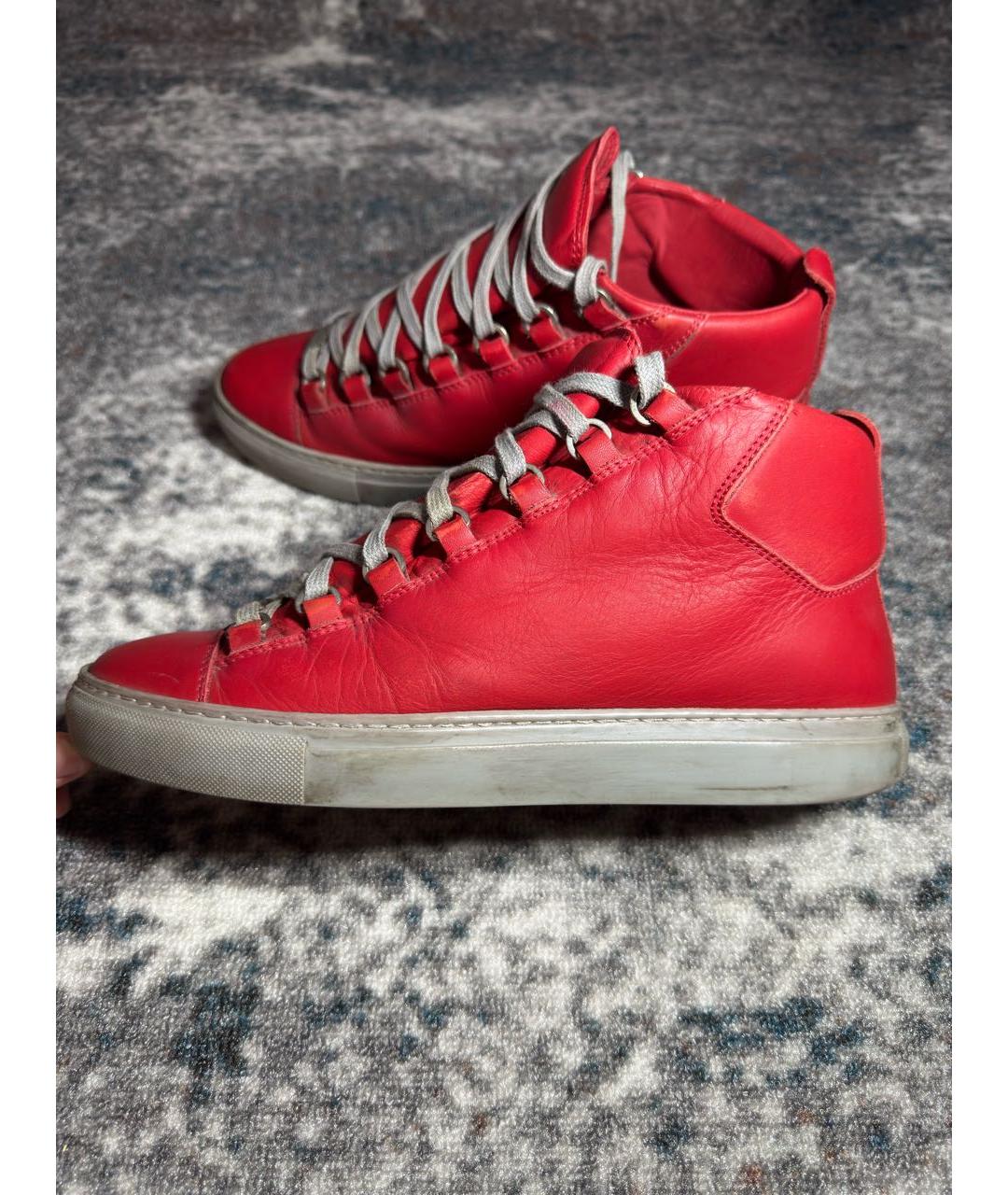 BALENCIAGA Красные кожаные высокие кроссовки / кеды, фото 9