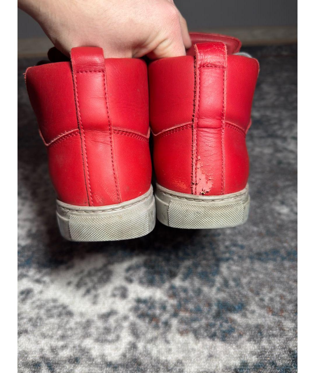 BALENCIAGA Красные кожаные высокие кроссовки / кеды, фото 4