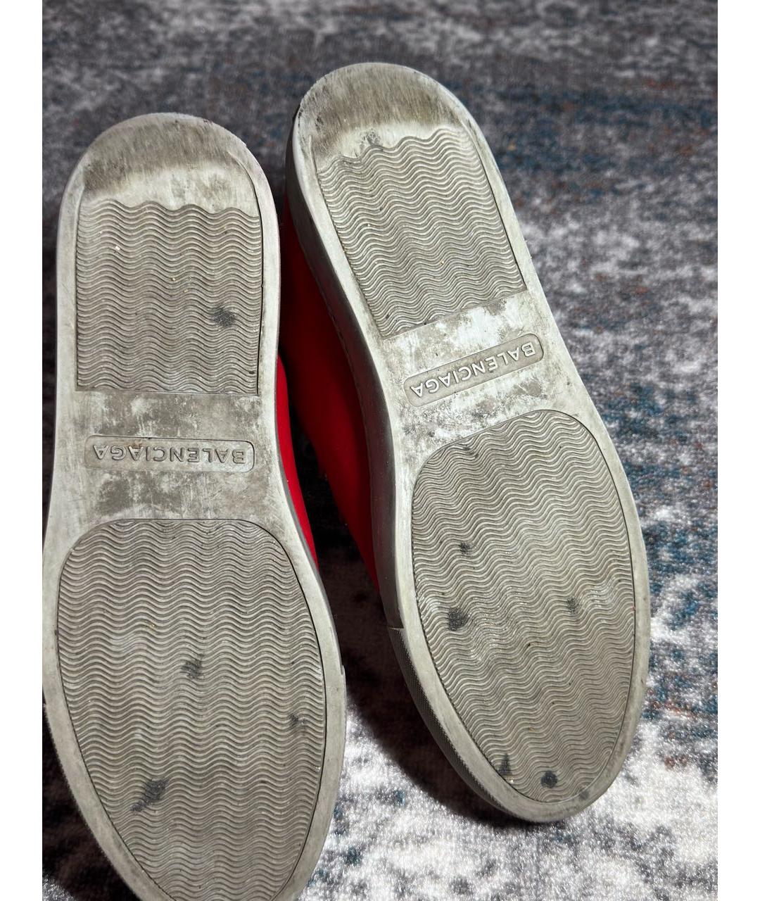 BALENCIAGA Красные кожаные высокие кроссовки / кеды, фото 8