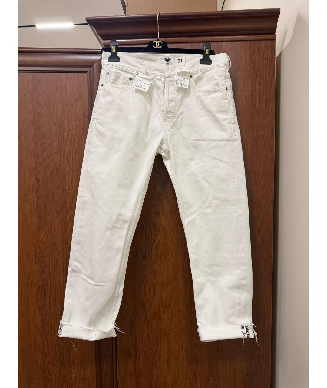 CHRISTIAN DIOR Белые хлопковые прямые джинсы, фото 5