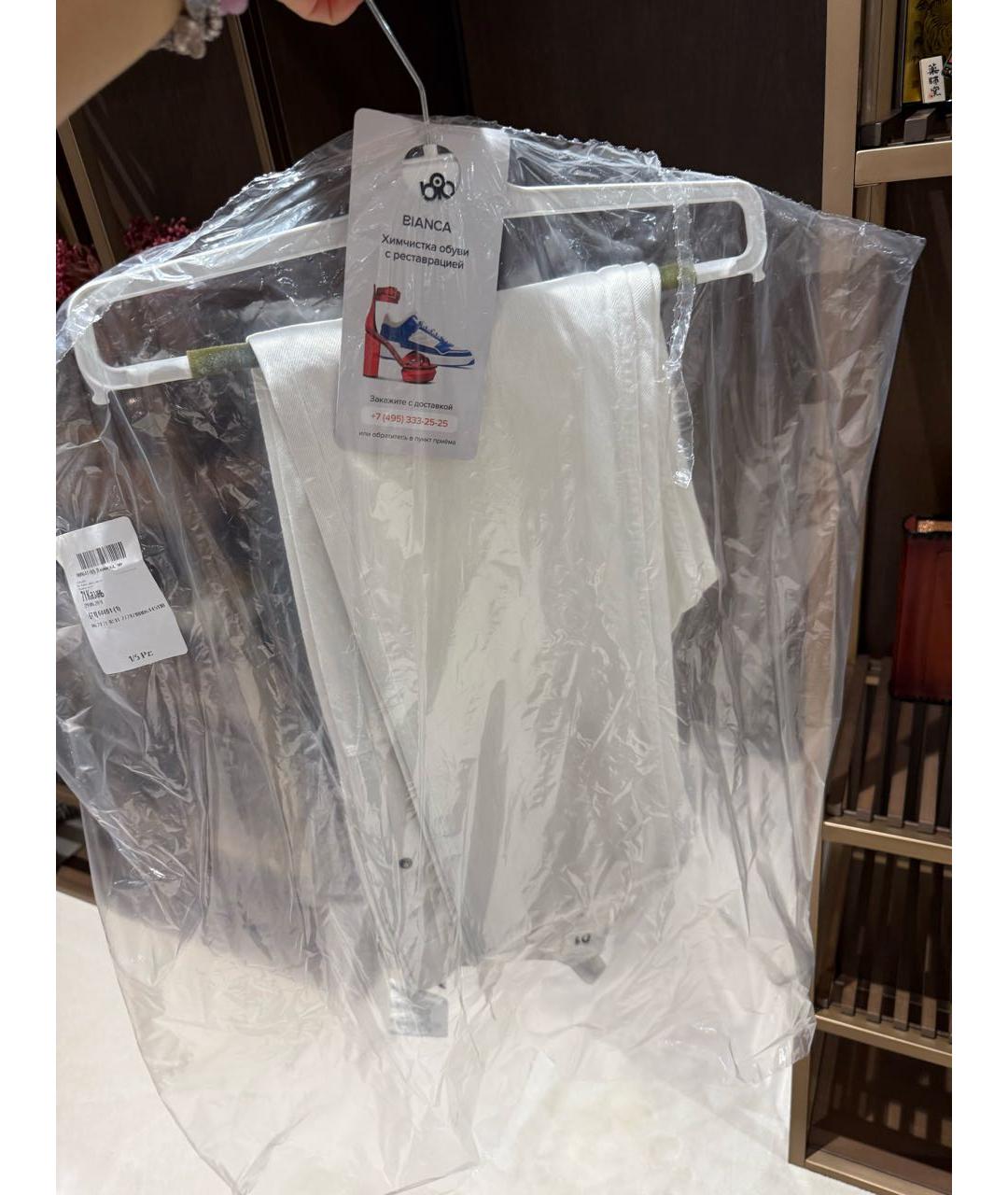 CHRISTIAN DIOR Белые хлопковые прямые джинсы, фото 3