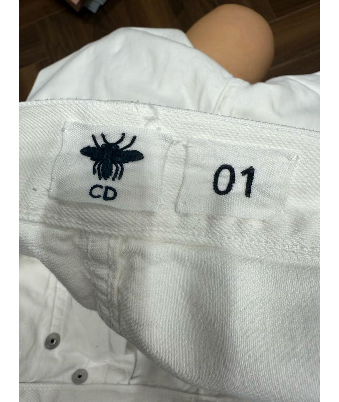 CHRISTIAN DIOR Белые хлопковые прямые джинсы, фото 4