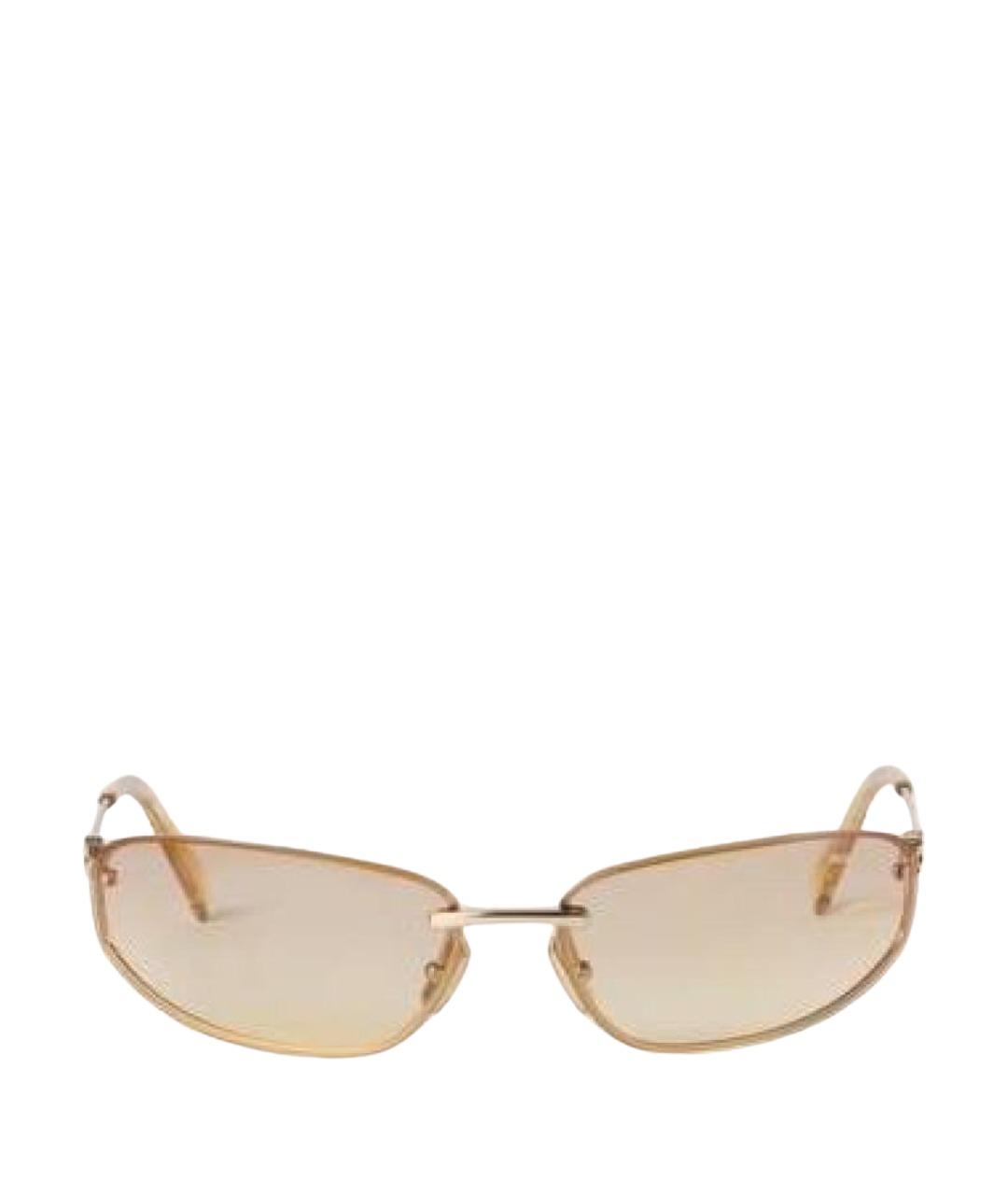 MIU MIU Золотые металлические солнцезащитные очки, фото 1