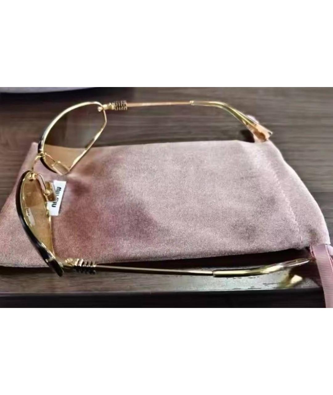 MIU MIU Золотые металлические солнцезащитные очки, фото 6