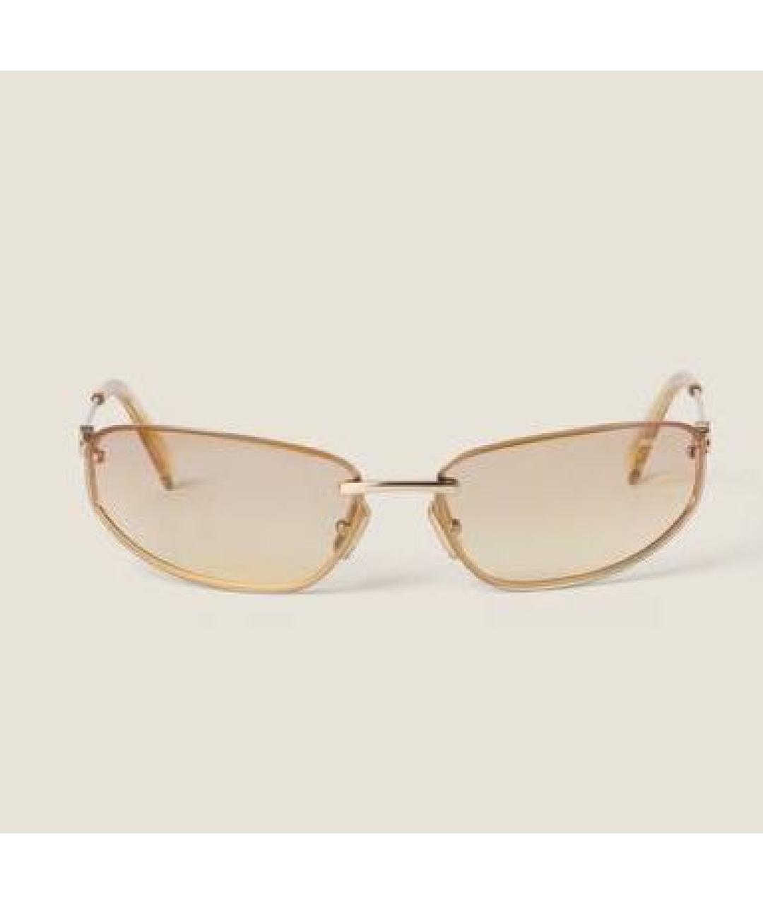 MIU MIU Золотые металлические солнцезащитные очки, фото 7