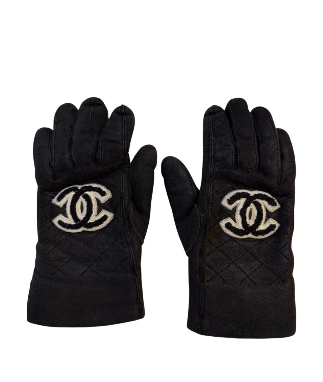 CHANEL Черные кожаные перчатки, фото 1