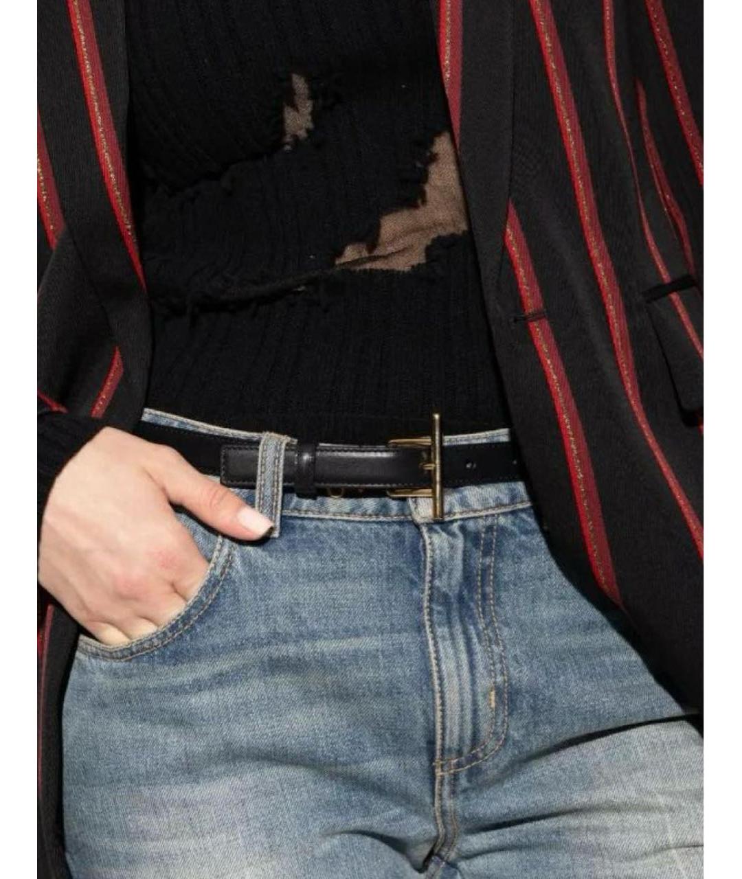 ALEXANDER MCQUEEN Черный кожаный ремень, фото 5