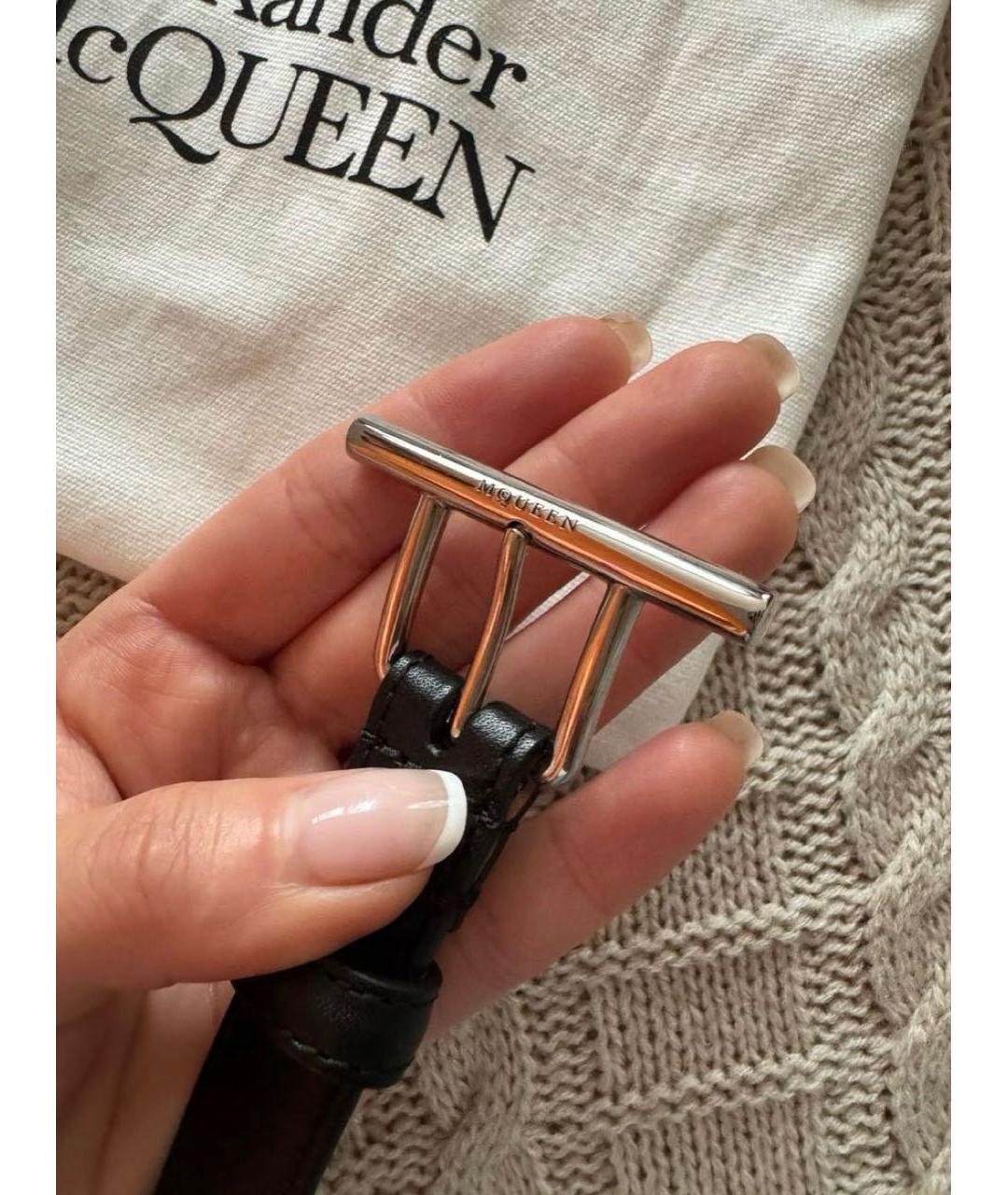 ALEXANDER MCQUEEN Черный кожаный ремень, фото 2