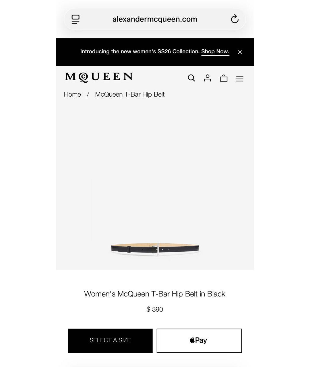 ALEXANDER MCQUEEN Черный кожаный ремень, фото 7