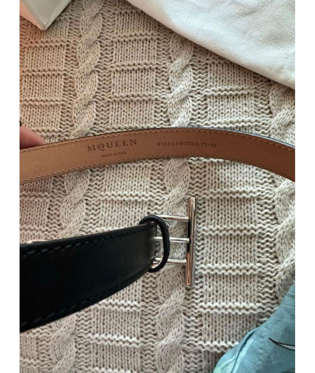 ALEXANDER MCQUEEN Черный кожаный ремень, фото 3