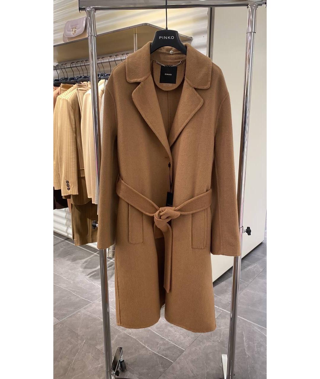 PINKO Коричневое шерстяное пальто, фото 6