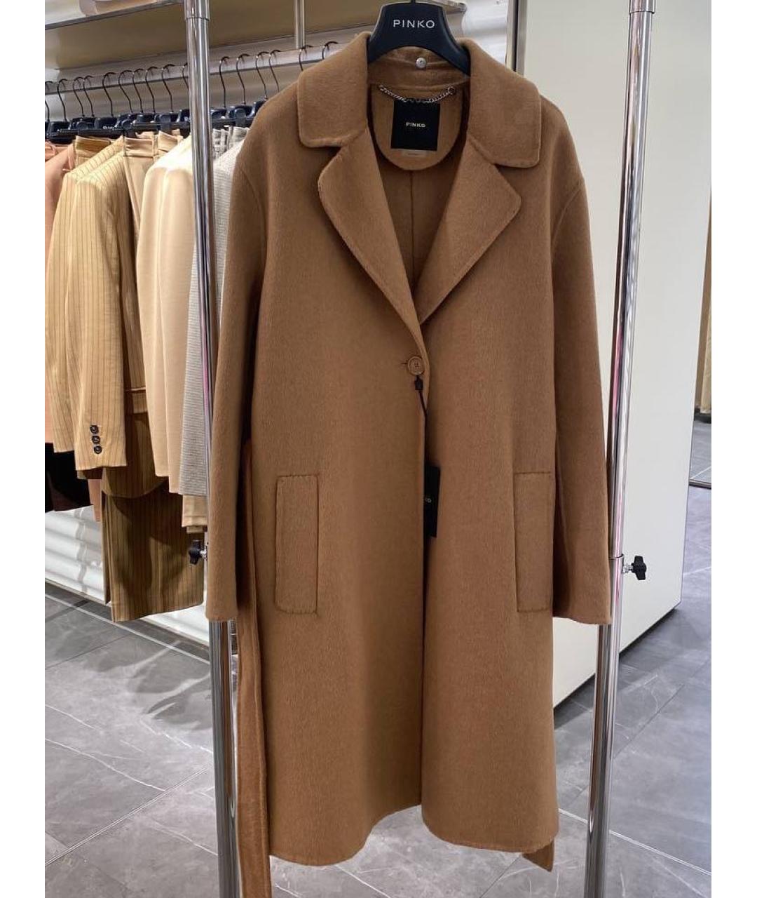 PINKO Коричневое шерстяное пальто, фото 5