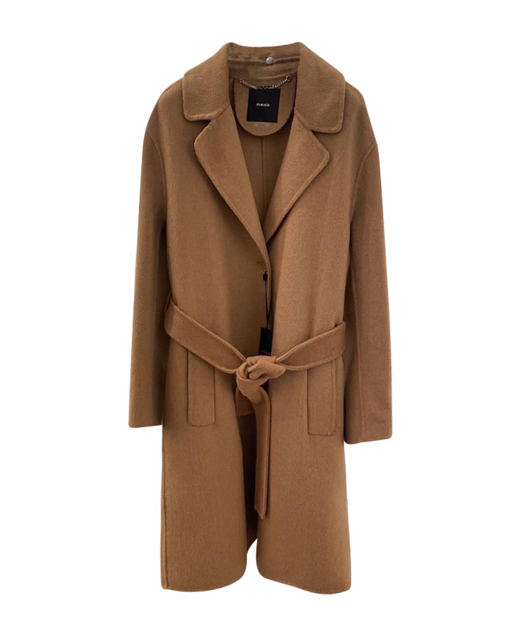 PINKO Коричневое шерстяное пальто, фото 1