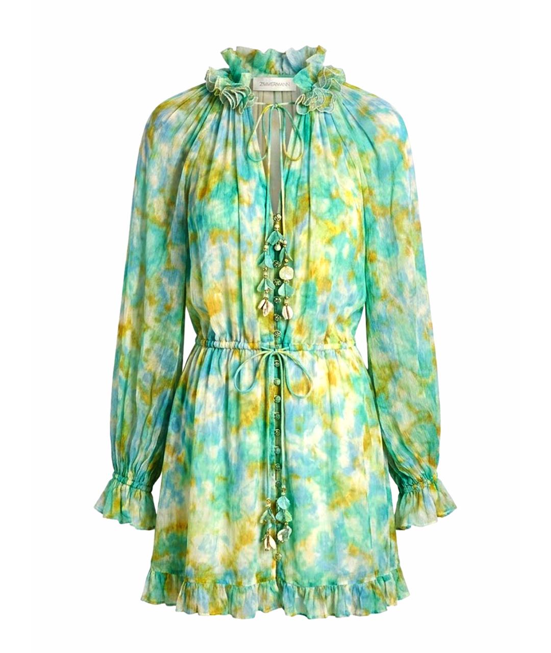 ZIMMERMANN Салатовый шелковый комбинезон, фото 1