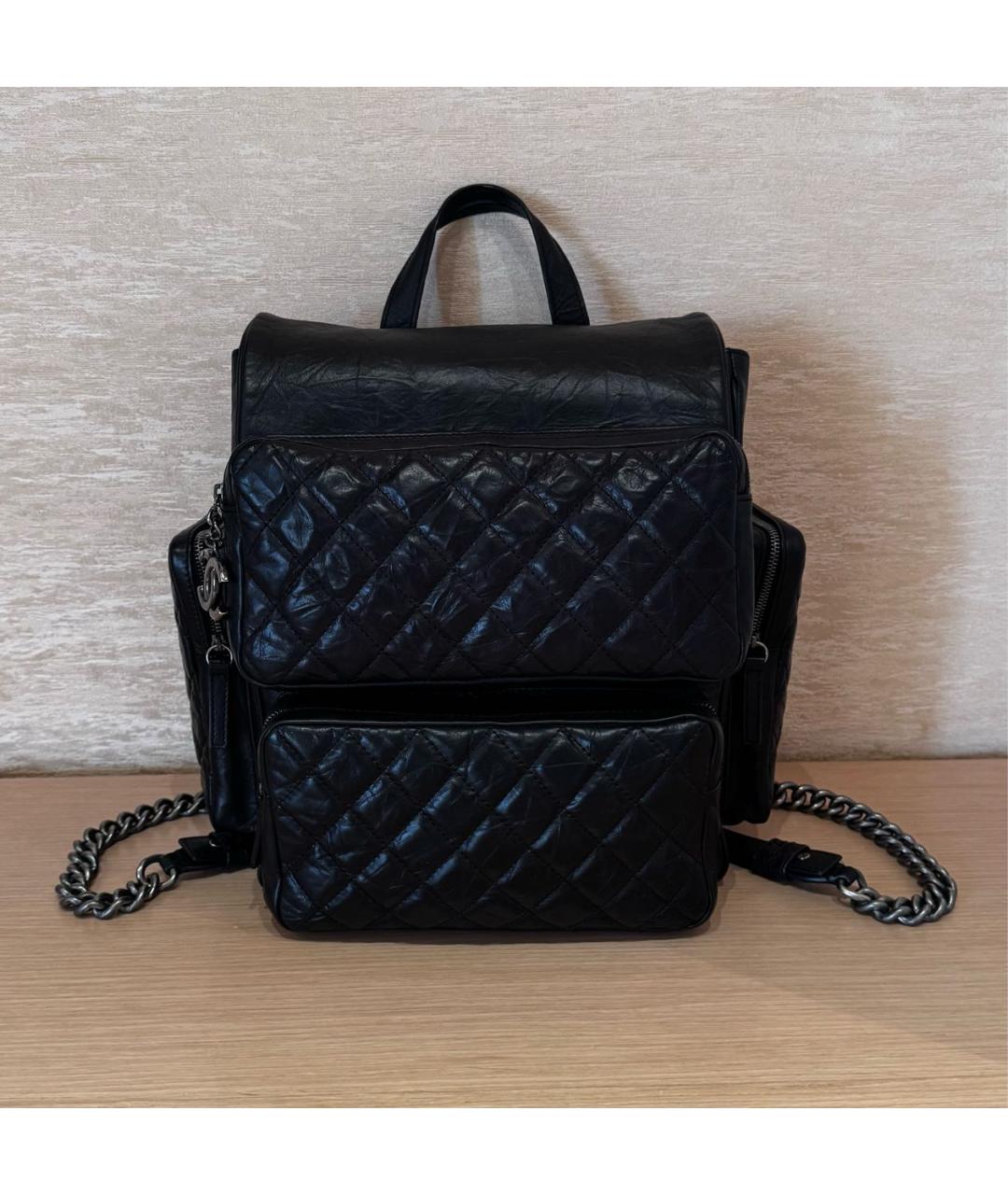 CHANEL Черный кожаный рюкзак, фото 9