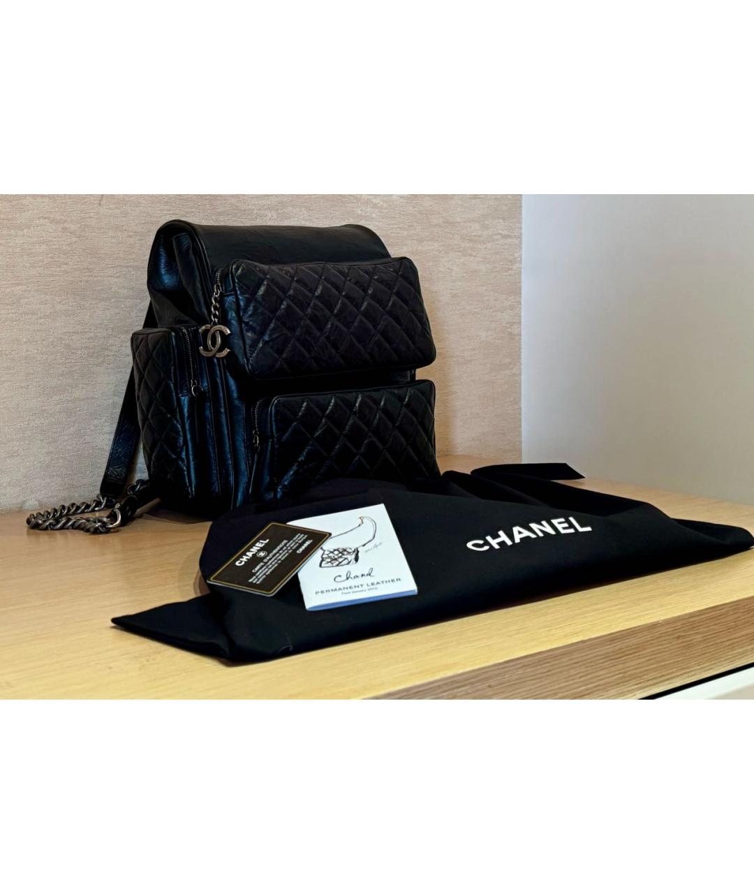 CHANEL Черный кожаный рюкзак, фото 5